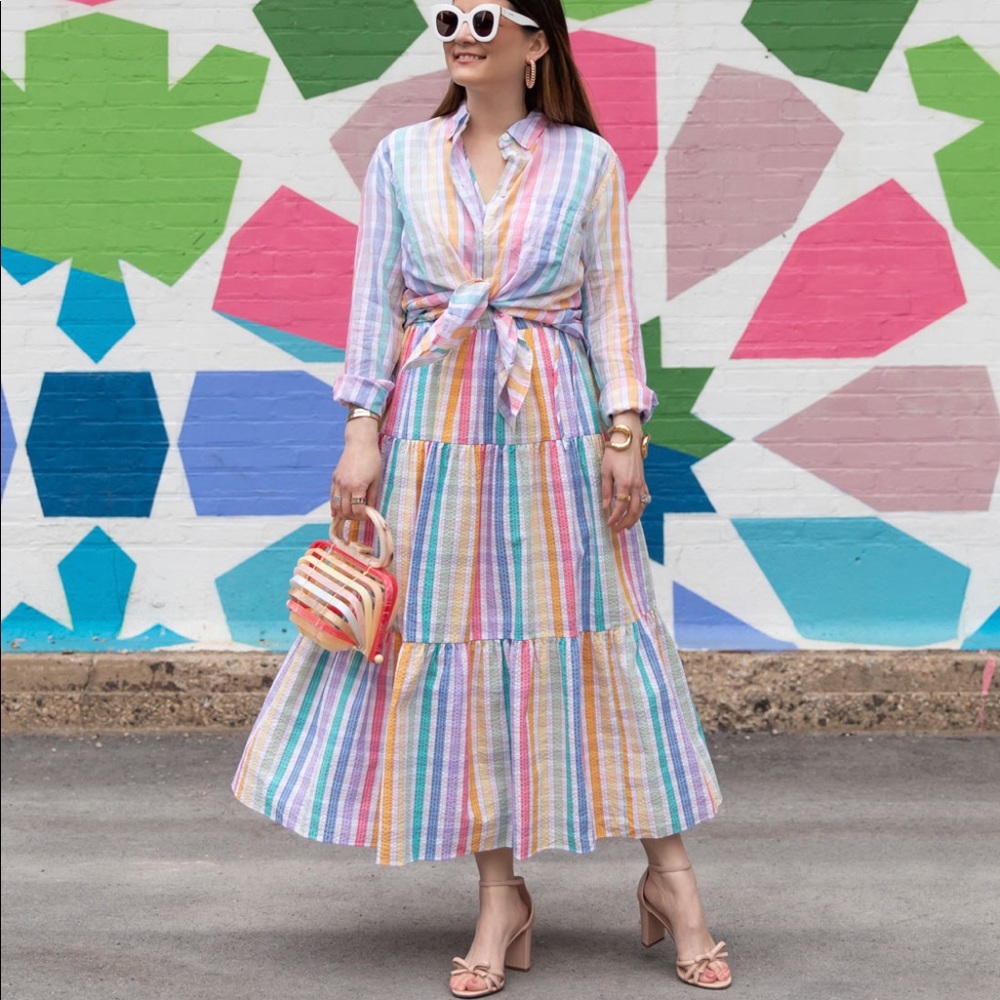 🌈 NWT Faux Wrap Rainbow Gingham Dress 🌈